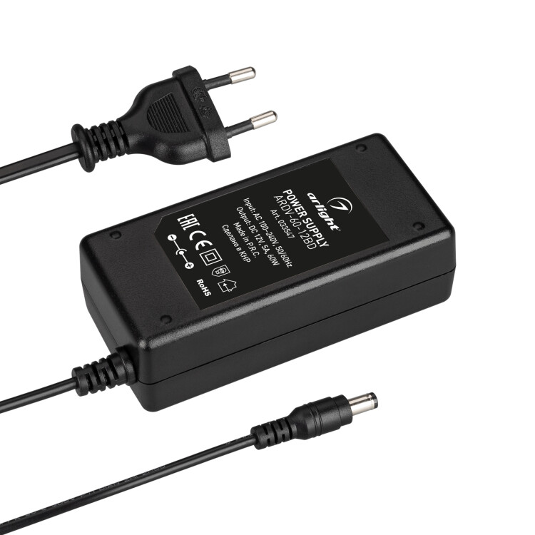 Arlight Блок питания ARDV-60-12BD (12V, 5A, 60W) (Адаптер, 3 года) (033547) превью в интернет-магазине электрики Форум Электро в Москве