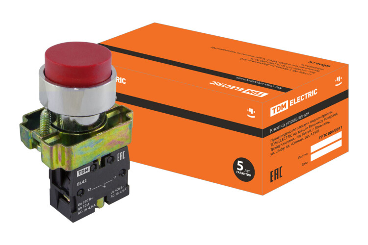TDM Кнопка BL42 без подсветки красный 1р (SQ0704-0049) превью в интернет-магазине электрики Форум Электро в Москве