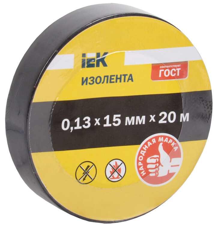 Изолента 0,18х19 мм черная 20 метров IEK (UIZ-18-19-20MS-K02) превью в интернет-магазине электрики Форум Электро в Москве