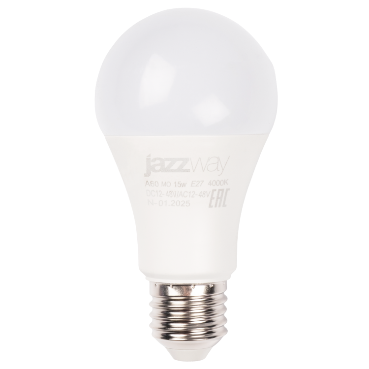 Лампа светодиодная низковольтная Jazzway Спец. PLED-A60 МО 15w 4000K E27 DC12-48V/AC12-48V (.5050563) превью в интернет-магазине электрики Форум Электро в Москве