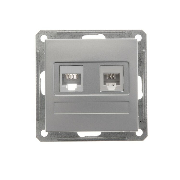 Картинка W59 РОЗЕТКА двойная RJ11+RJ45, 160В, 1А, кат.5Е, механизм, МАТОВЫЙ ХРОМ (RSI-251TK5E-5-86) в интернет-магазине Форум Электро в Москве