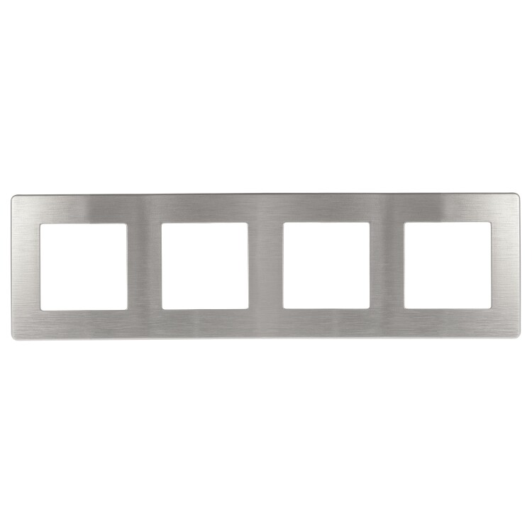 Картинка ЭРА Рамка для розеток и выключателей Серия 12 12-5104-03 на 4 поста, Сатин, алюминий (Б0052531) в интернет-магазине Форум Электро в Москве