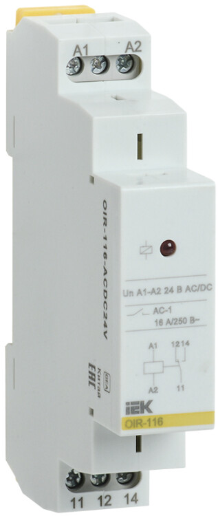 IEK ONI Промежуточное реле OIR 1 контакт (16А) 24 В AC/DC (OIR-116-ACDC24V) превью в интернет-магазине электрики Форум Электро в Москве