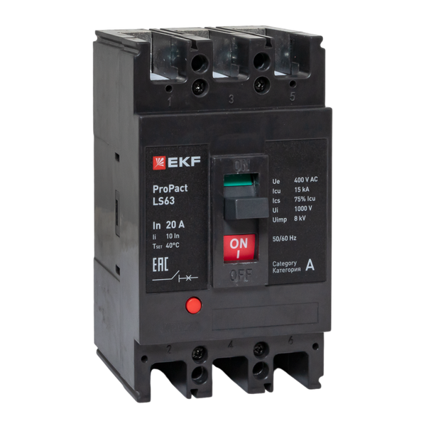 EKF Автоматический выключатель LS63 15кА 3P 20А ProPact (mccb-63-15-3-20-ls) превью в интернет-магазине электрики Форум Электро в Москве