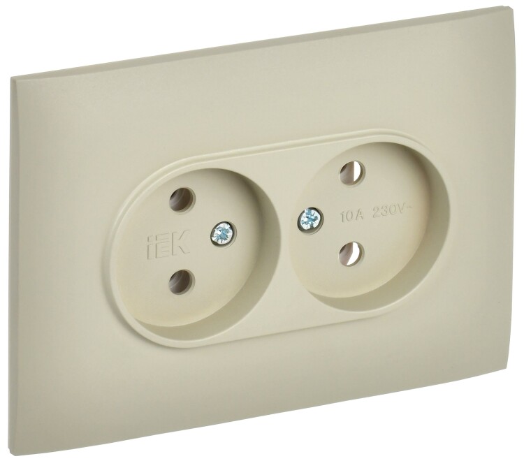 Картинка IEK SKANDY Бежевый Розетка 2-ая б/з 10А в сборе SK-R10B (SK-R20-10-K10-F) в интернет-магазине Форум Электро в Москве