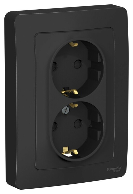 Картинка Systeme Electric Blanca внутр Антрацит Розетка 2-ая с/з со шторками, 16А, 250В (BLNRS001126) в интернет-магазине Форум Электро в Москве