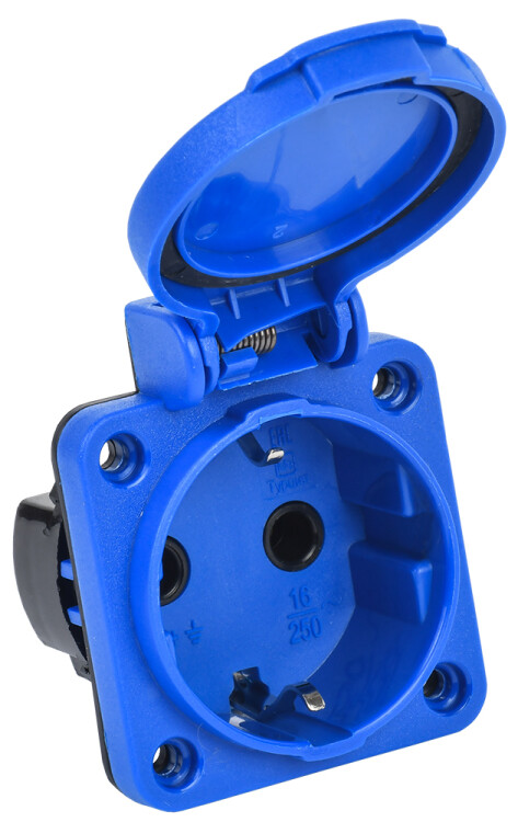 IEK РП12-3 розетка панельная 2Р+РЕ 16А з/к с кр. IP54 син. MAGNUM (PSN71-016-3-2-54-K07) превью в интернет-магазине электрики Форум Электро в Москве