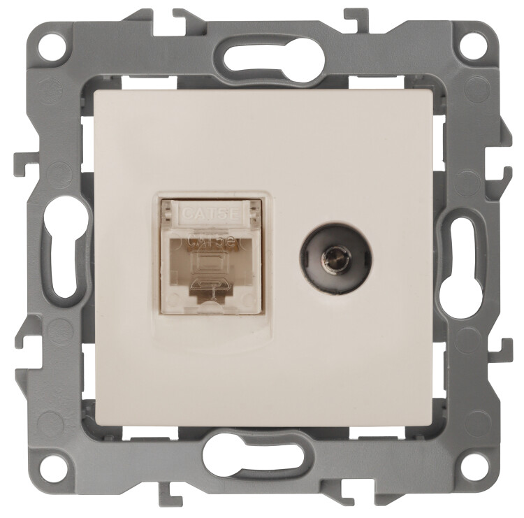 ЭРА Розетка Серия 12 12-3110-02 комбинированная RJ45+TV IP20 слоновая кость (Б0027442) превью в интернет-магазине электрики Форум Электро в Москве