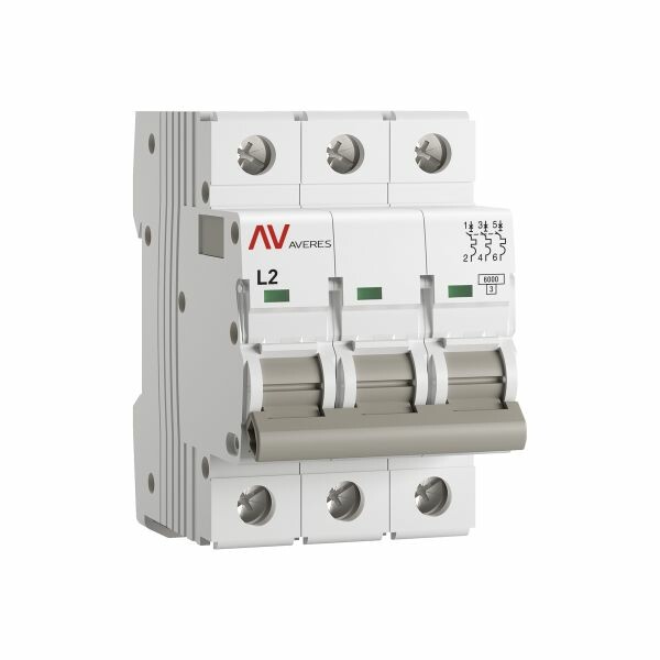 EKF Averes Выключатель автоматический AV-6 3P 2A (L) 6kA (mcb6-3-02L-av) превью в интернет-магазине электрики Форум Электро в Москве