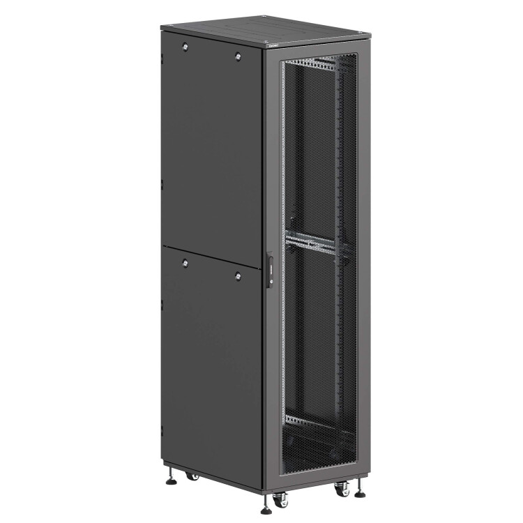 DKC Шкаф напольный разобранный 19'' IT-CQE-N 42U 800x800мм, крыша с вырубкой, дверь перф. и двойная перф., двойные боковые панели, черный RAL9005 (R5ITN42808FP1P2SB) превью в интернет-магазине электрики Форум Электро в Москве