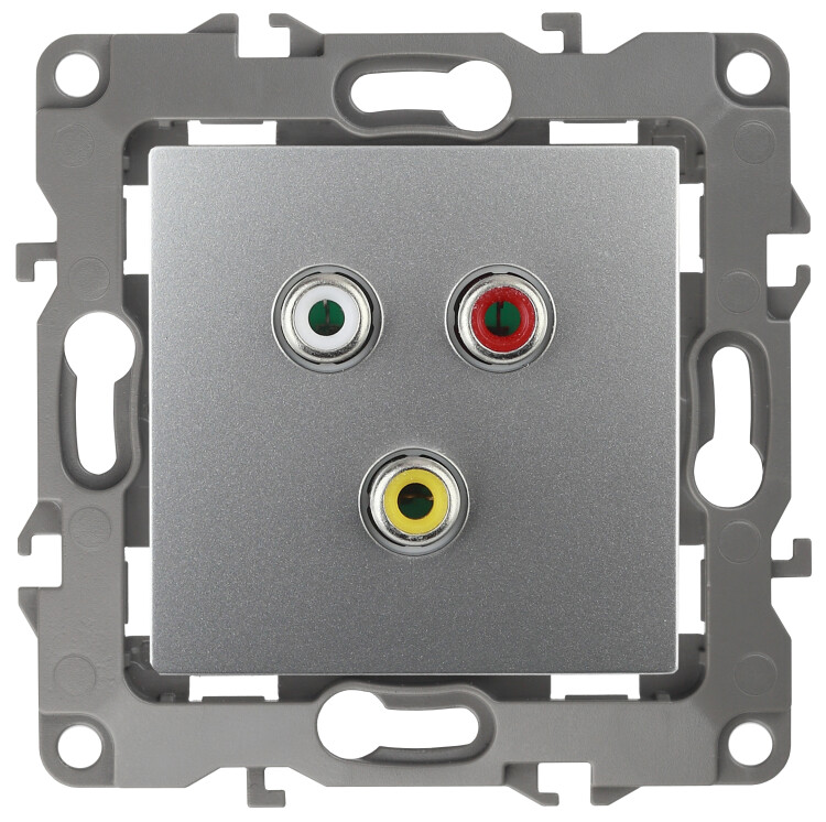 Картинка ЭРА 12-3113-03 Розетка RCA, IP20, Эра12, алюминий (10/100/3200) (Б0027473) в интернет-магазине Форум Электро в Москве