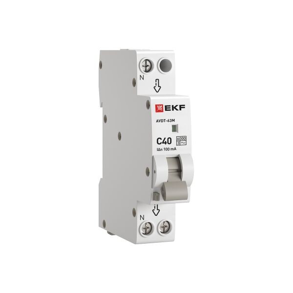 Дифференциальный автомат АВДТ-63М 40А/100мА (1мод, хар. C, электронный, тип AC) 6кА EKF PROxima (DA63M-40-100) превью в интернет-магазине электрики Форум Электро в Москве
