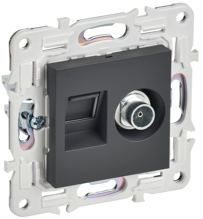 IEK SKANDY Титан Розетка двойная TV+RJ45 кат.6E SK-A15T (SK-AK20-2-K48) превью в интернет-магазине электрики Форум Электро в Москве