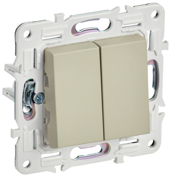 Картинка IEK SKANDY Бежевый Выключатель 2-клавишный 10А SK-V04B (SK-V20-0-10-K10) в интернет-магазине Форум Электро в Москве