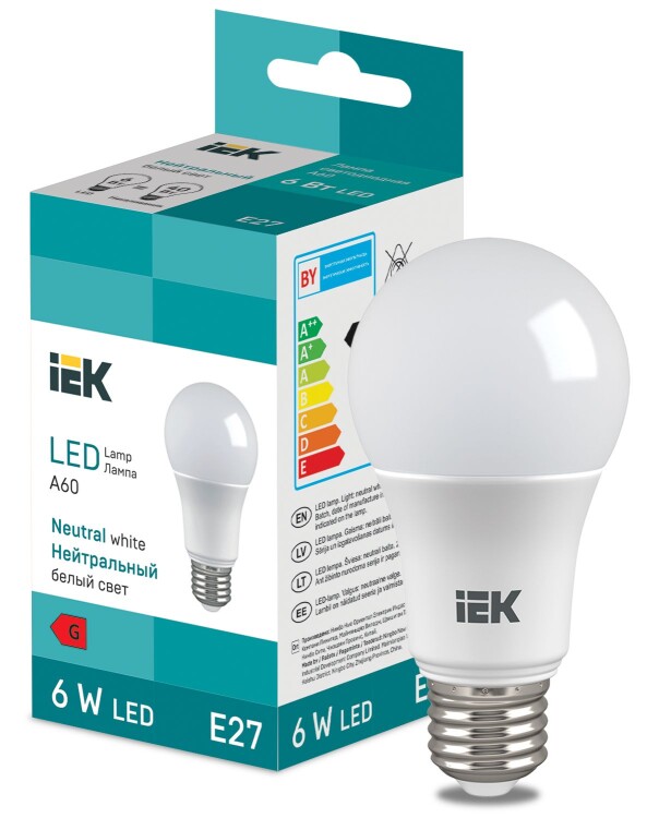 LED Bulb A60 510lm 4000K E27 IEK (LL-I-A60-6-230-40-E27) превью в интернет-магазине электрики Форум Электро в Москве