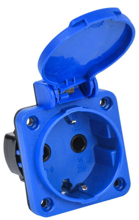 IEK РП11-3 розетка панельная 2Р+РЕ 16А з/к с кр. IP44 син. MAGNUM (PSN71-016-3-2-44-K07) превью в интернет-магазине электрики Форум Электро в Москве