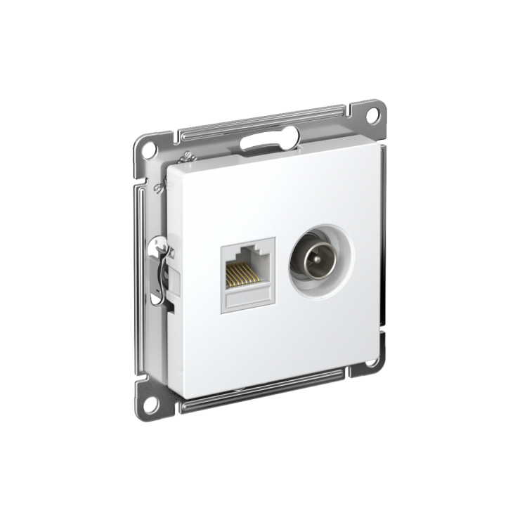 Systeme Electric AtlasDesign Бел Розетка двойная ТВ + компьютерная RJ45, кат. 5Е (ATN000189) превью в интернет-магазине электрики Форум Электро в Москве
