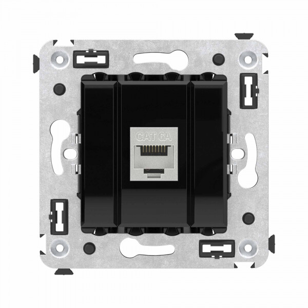 Картинка Компьютерная розетка RJ-45 без шторки в стену, кат.6А одинарная экранированная, "Avanti", "Черный квадрат" (4402773) в интернет-магазине Форум Электро в Москве
