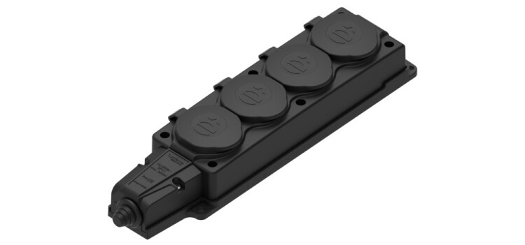 Картинка Systeme Electric MultiSet Черная Колодка 4х розетка 2К+З каучуковая 16А/250В IP44 (MST4104BK) в интернет-магазине Форум Электро в Москве
