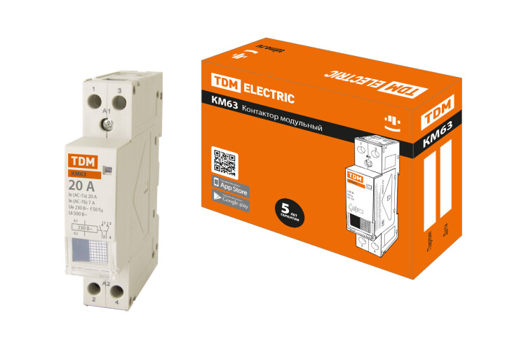 TDM Контактор модульный КМ63/2-20 1НО;1НЗ