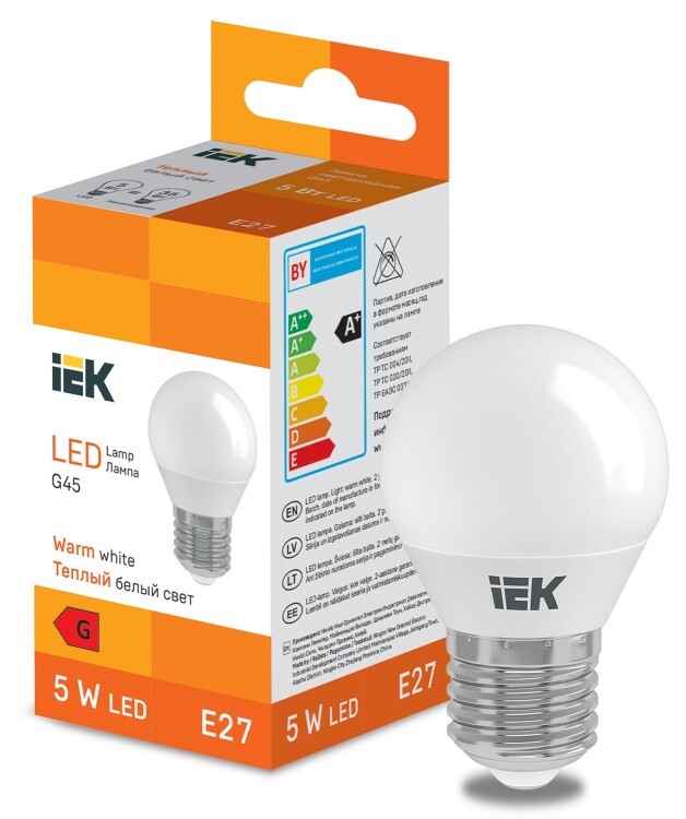 LED Globe G45 400lm 3000K E27 IEK (LL-I-G45-5-230-30-E27) превью в интернет-магазине электрики Форум Электро в Москве
