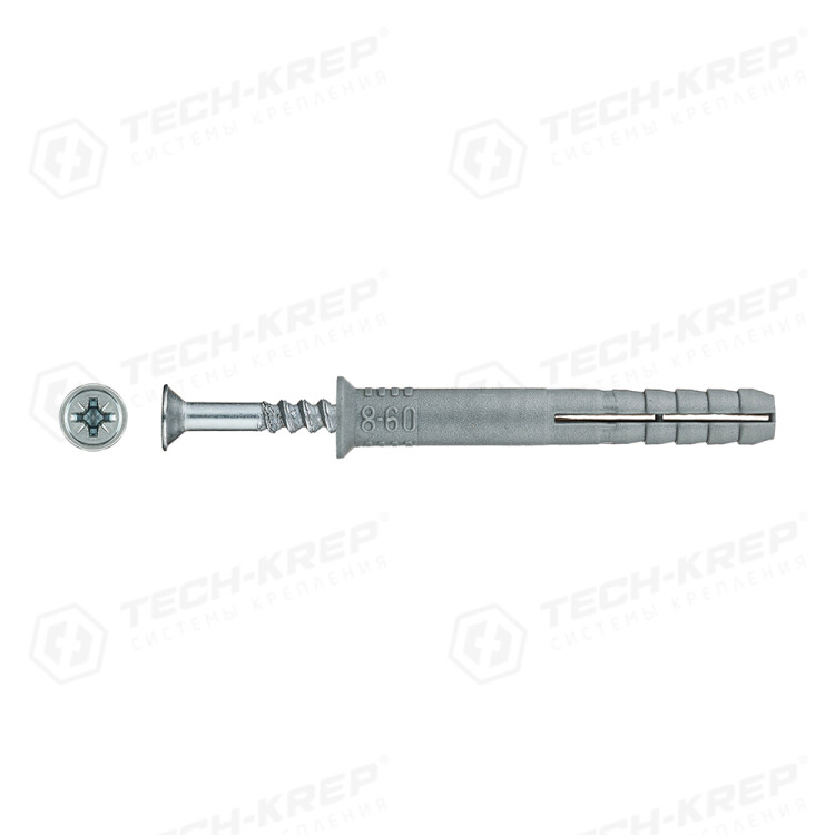 Дюбель-гвоздь полипропилен пот.  SM-L 8х60  (1000шт.) - накл. Tech-Krep (125228) превью в интернет-магазине электрики Форум Электро в Москве