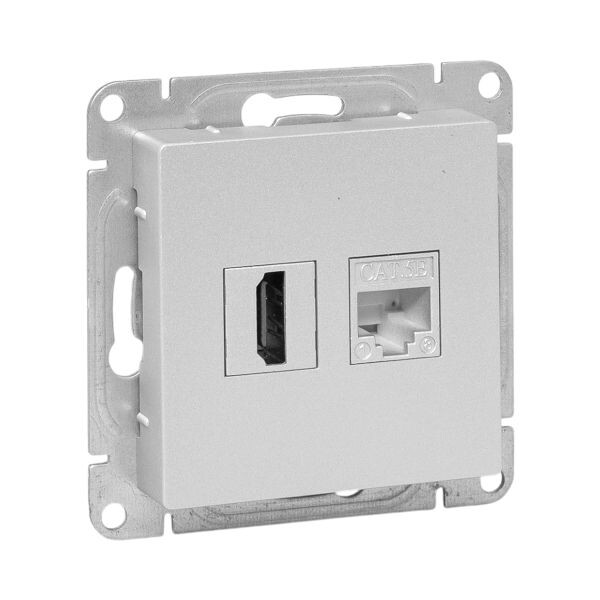 EKF Механизм розетки HDMI+RJ45 (cat5), алюминий Эпика (UP1-SOA-HDMI+RJ45) превью в интернет-магазине электрики Форум Электро в Москве