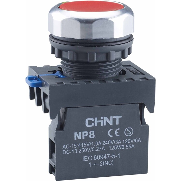 CHINT Кнопка упр. NP8-20BN/4 без подсветки, самовозв., красный, 2НО, IP65 (R) (667237) превью в интернет-магазине электрики Форум Электро в Москве