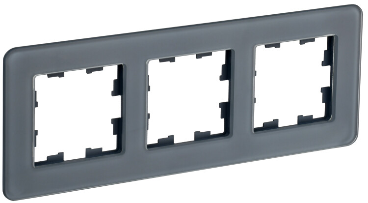 Картинка IEK BRITE DECOR Графит матовый стекло скругл.угол Рамка 3-м РУ-3-2-Бр RE (BR-M32-G-41-K53) в интернет-магазине Форум Электро в Москве