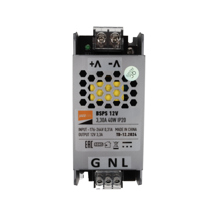 Блок питания (драйвер) BSPS 12V3,30A= 40W IP20 2 г. гар. Jazzway (.5062122) превью в интернет-магазине электрики Форум Электро в Москве