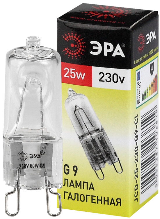 ЭРА Лампа галогенная JCD-25-230V-G9-CL 25Вт капсула теплый белый свет G9 (C0027376) превью в интернет-магазине электрики Форум Электро в Москве