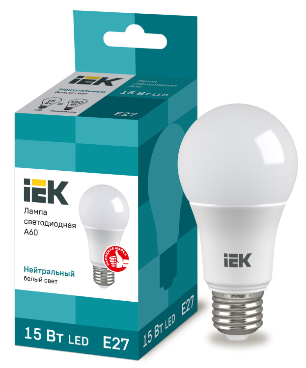IEK Лампа светодиодная ECO A60 шар 15Вт 230В 4000К E27 (LLE-A60-15-230-40-E27) превью в интернет-магазине электрики Форум Электро в Москве