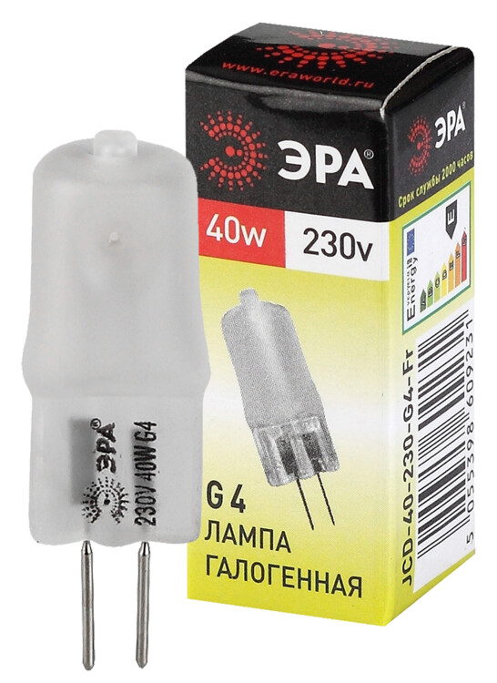 ЭРА Лампа галогенная JCD-40W-230V-G4-FR 40Вт капсула матовая теплый белый свет G4 (C0039282) превью в интернет-магазине электрики Форум Электро в Москве