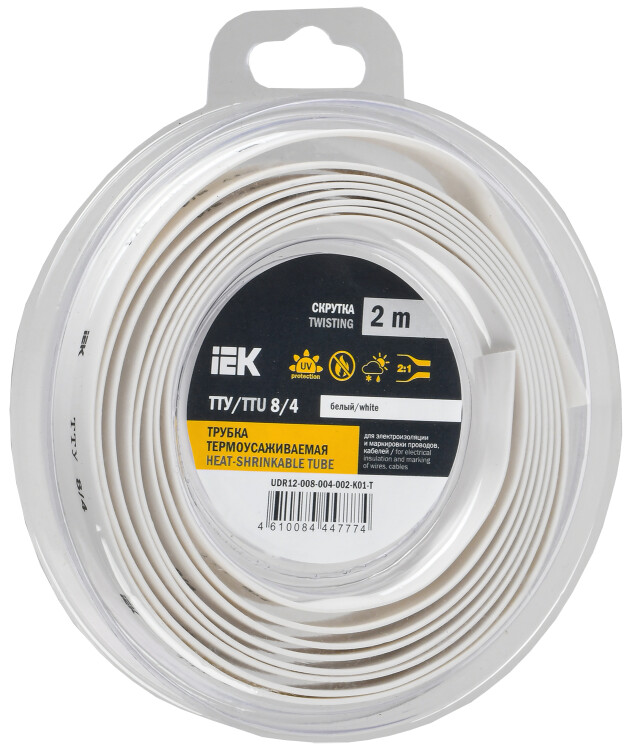 IEK Трубка термоусадочная ТТУ нг-LS 8/4 белая (2м/упак) (=this.property.MANUFACTURERCODE}) фото в интернет-магазине Форум Электро в Москве