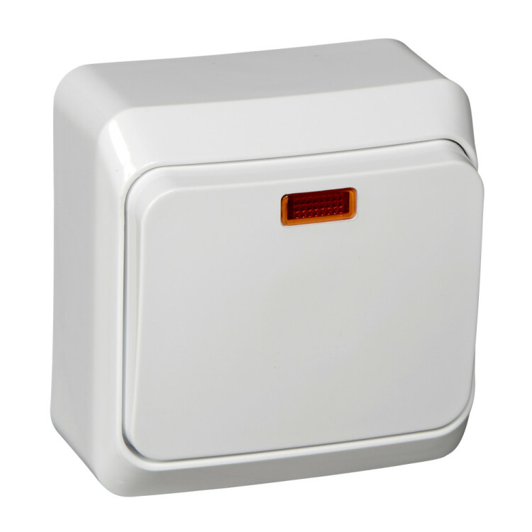 Картинка Systeme Electric Этюд наруж Бел Выключатель 1-клавишный с подсветкой (BA10-005B) в интернет-магазине Форум Электро в Москве