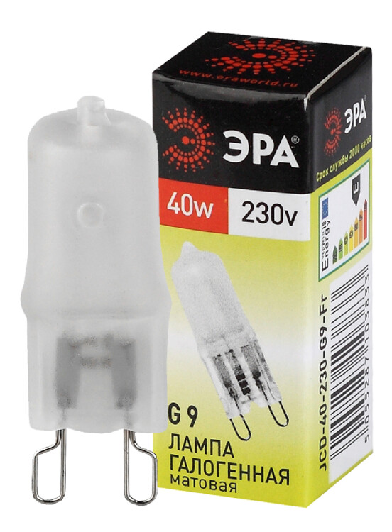 ЭРА Лампа галогенная JCD-40-230V-G9-FR 40Вт капсула матовая теплый белый свет G9 (C0027368) превью в интернет-магазине электрики Форум Электро в Москве
