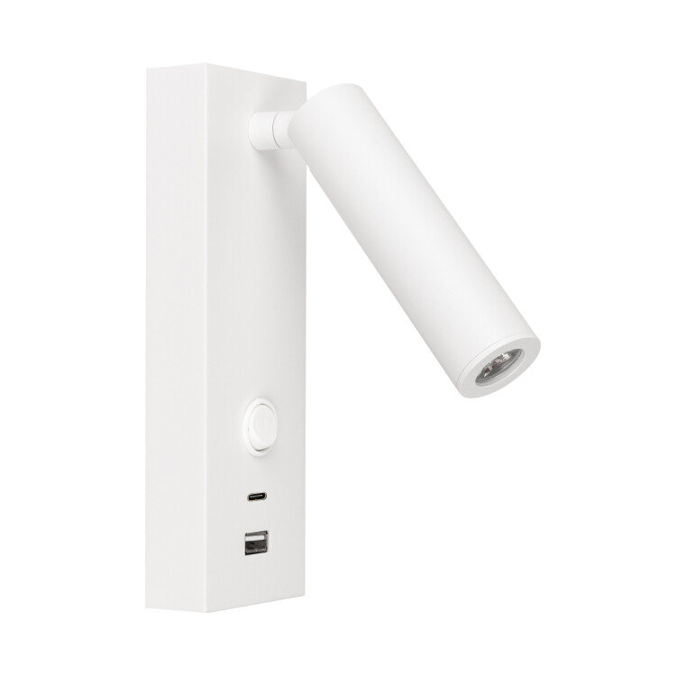 Arlight Светильник SP-BED-CHARGE-S60x125-3W Warm3000 (WH, 20 deg, 230V, USB-A, USB-C) (IP20 Металл, 3 года) (031394(1)) превью в интернет-магазине электрики Форум Электро в Москве