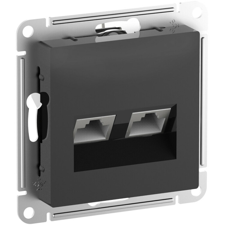 Картинка Systeme Electric AtlasDesign Карбон Розетка двойная комп RJ45+RJ45, кат.6А, механизм (ATN001088) в интернет-магазине Форум Электро в Москве