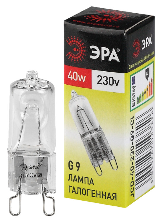 ЭРА Лампа галогенная JCD-40-230V-G9-CL 40Вт капсула теплый белый свет G9 (C0027378) превью в интернет-магазине электрики Форум Электро в Москве