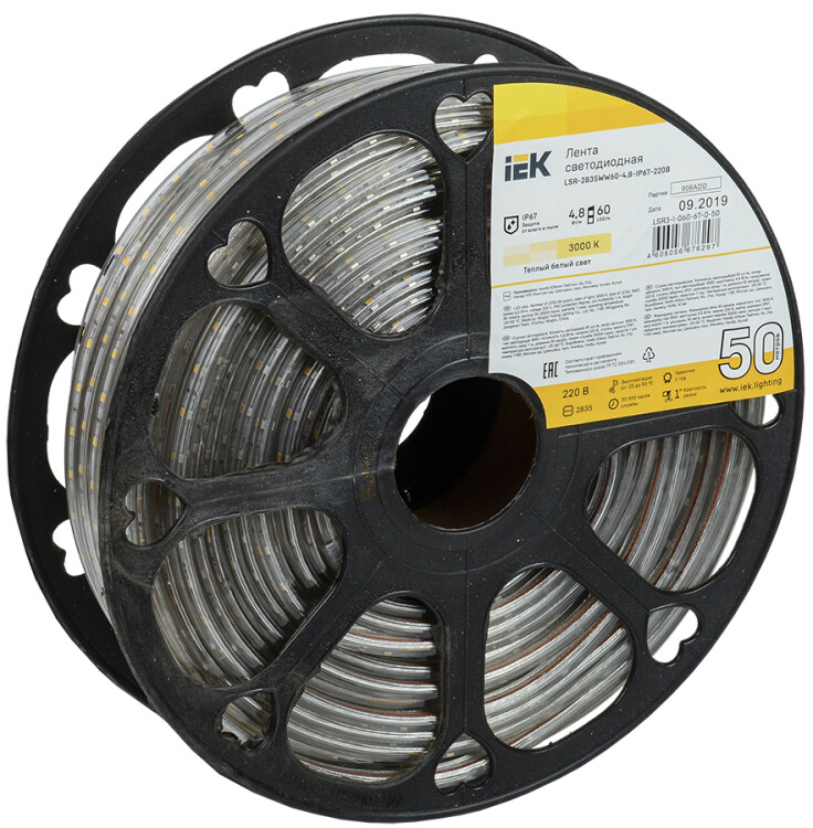IEK Лента LED 50м LSR-2835WW60-4,8-IP67-220В (LSR3-1-060-67-0-50) превью в интернет-магазине электрики Форум Электро в Москве