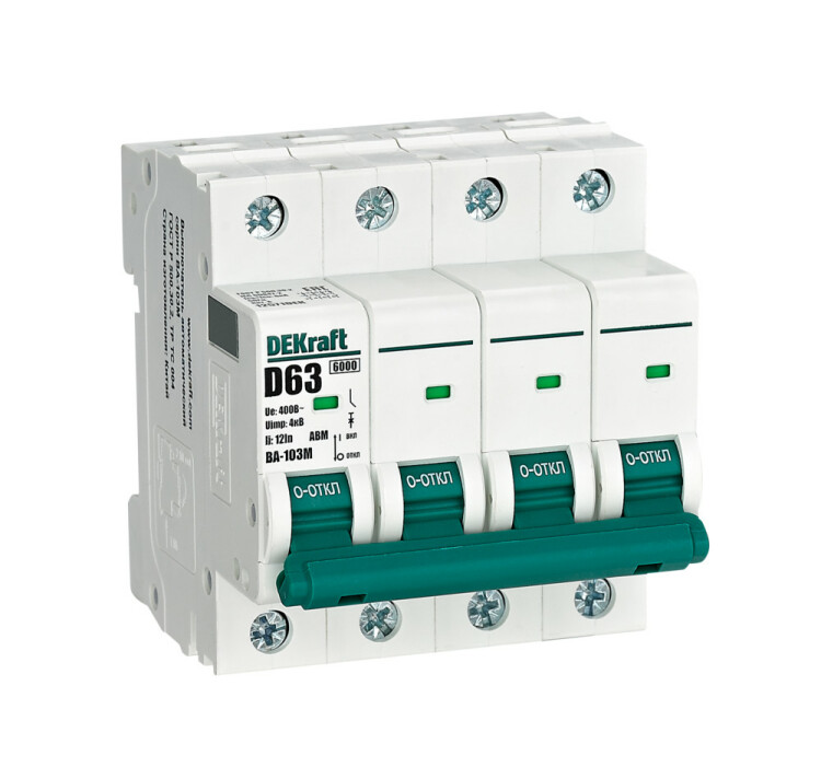 Dekraft Автоматический выключатель без теплозащиты 4P 63А х-ка D 6кА ВА-103M (12571DEK) превью в интернет-магазине электрики Форум Электро в Москве