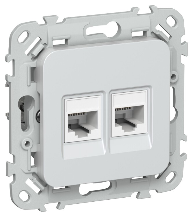 Картинка IEK FLITE Жемчуг Розетка 2-местная компьютерная RJ45 категория 5Е UTP (FI-K22-1-K36) в интернет-магазине Форум Электро в Москве