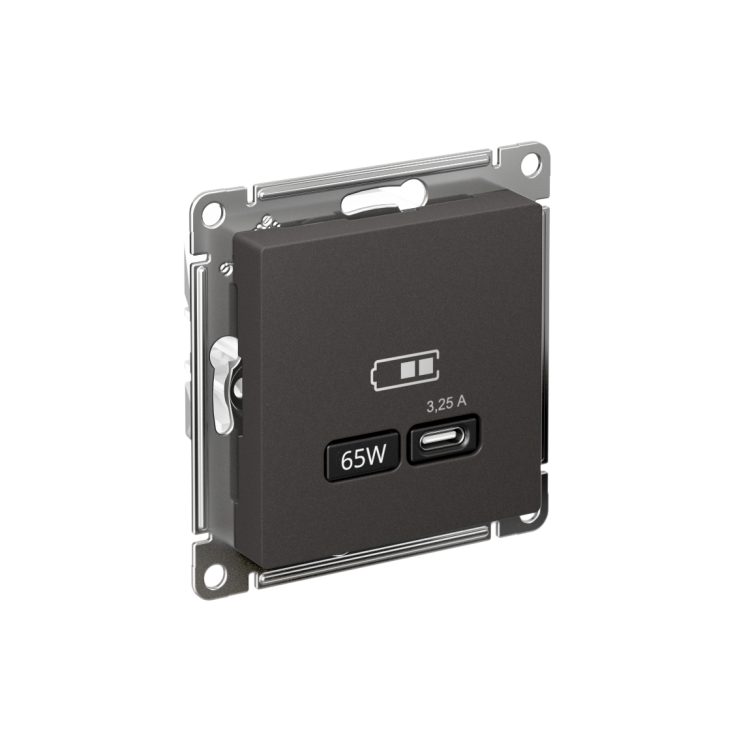Картинка Systeme Electric AtlasDesign Базальт Розетка USB тип-С 65Вт высокоскор.заряд. QC, PD, механизм (ATN001427) в интернет-магазине Форум Электро в Москве