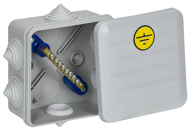 IEK Коробка КУП КМ41361 100х100х50мм IP44 6 вв. (7035) (UKO21-100-100-050-K41-55U) превью в интернет-магазине электрики Форум Электро в Москве