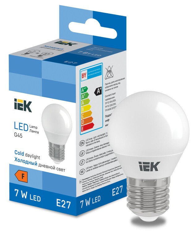 LED Globe G45 600lm 6500k E27 IEK (LL-I-G45-7-230-65-E27) превью в интернет-магазине электрики Форум Электро в Москве