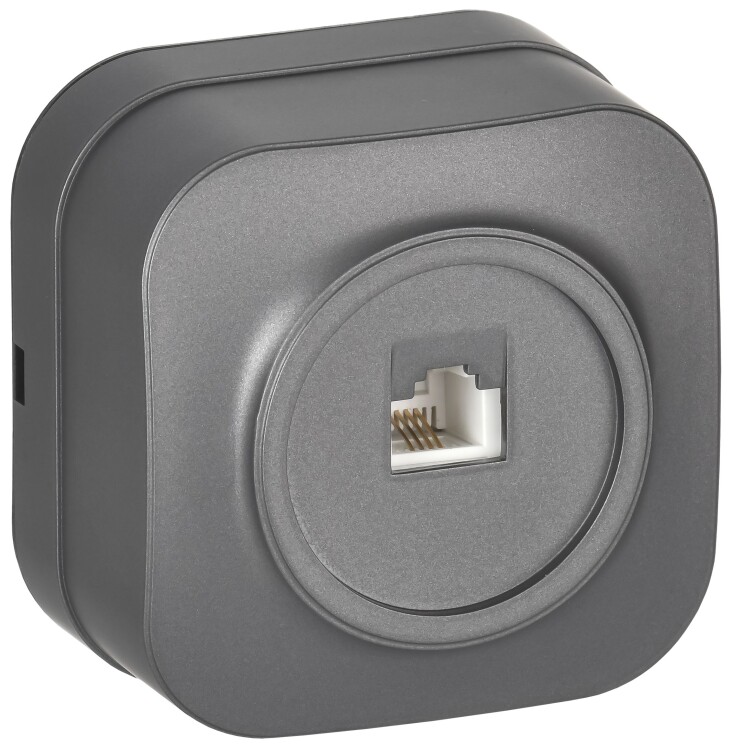 Картинка IEK GLORY Роз. телефонная RJ11 о/у РТ20-ХСм сталь м. (ETH10-K46M) в интернет-магазине Форум Электро в Москве