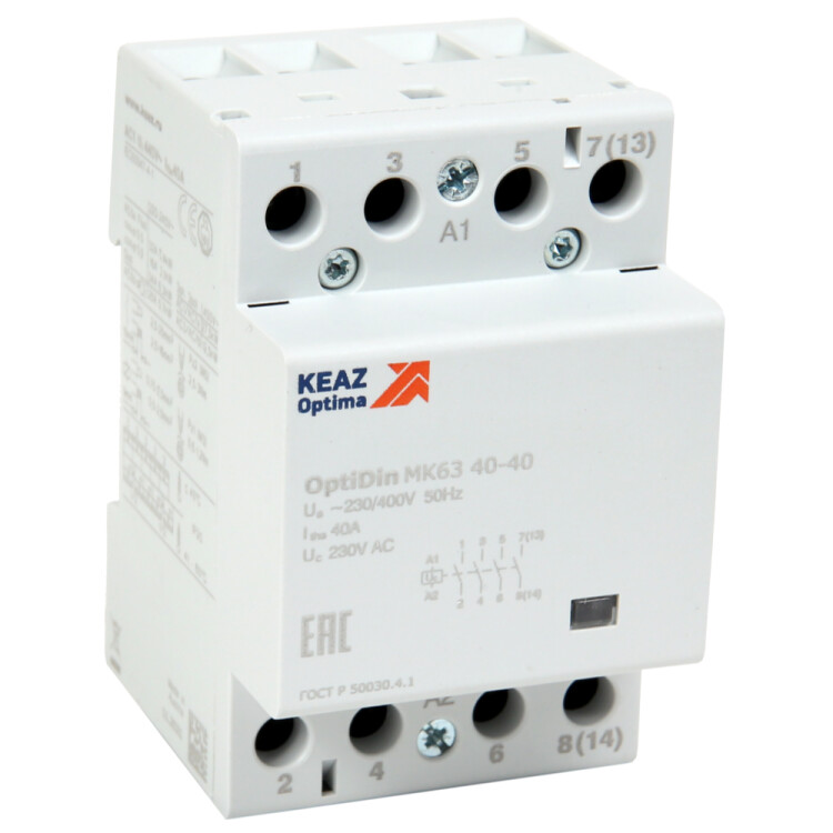 КЭАЗ OptiDin МК63 Модульный контактор 3НО+1НЗ 40А 230В AC