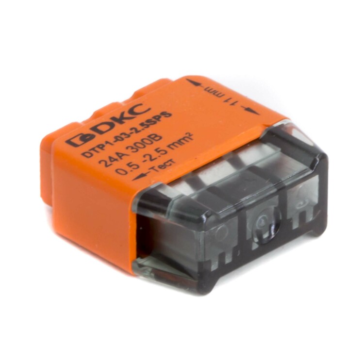 DKC Клеммная колодка на 3 проводника до 2,5 кв. мм. на токи до 24А (DTP1-03-2.5SPS) превью в интернет-магазине электрики Форум Электро в Москве DKC Клеммная колодка на 3 проводника до 2,5 кв. мм. на токи до 24А (DTP1-03-2.5SPS) превью в интернет-магазине электрики Форум Электро в Москве