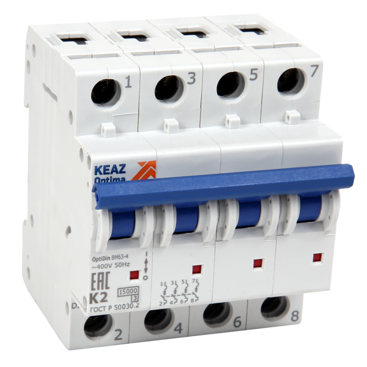 КЭАЗ Выключатель автоматический модульный OptiDin ВМ63-4B6-15-УХЛ3 (341981) превью в интернет-магазине электрики Форум Электро в Москве