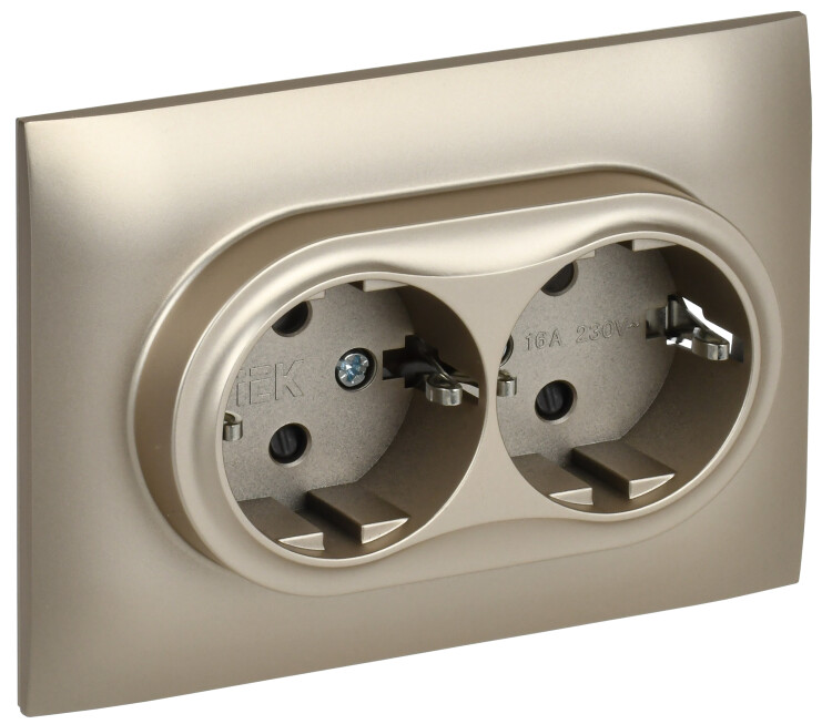 Фотография IEK SKANDY Шампань Розетка 2-ая с/з с защитными шторками 16А в сборе SK-R07Sh (SK-R24-16-K37-F) в интернет-магазине Форум Электро в Москве Картинка IEK SKANDY Шампань Розетка 2-ая с/з с защитными шторками 16А в сборе SK-R07Sh (SK-R24-16-K37-F) в интернет-магазине Форум Электро в Москве